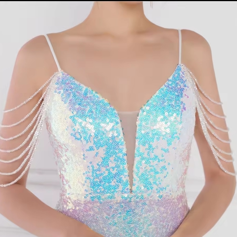 Glamorous Sequin Prom Dress - Blue and Pink - Picture 9 of 15